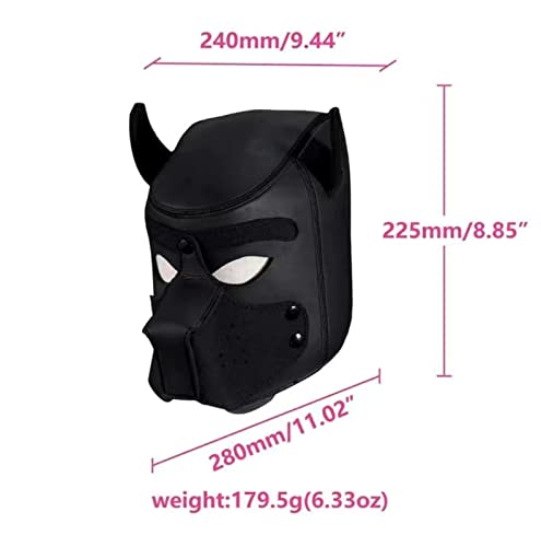 Adultos Neoprene Dog Head Mask - Removable Cosplay Full Face Pup Hood Mask - Costume Animal Head Mas