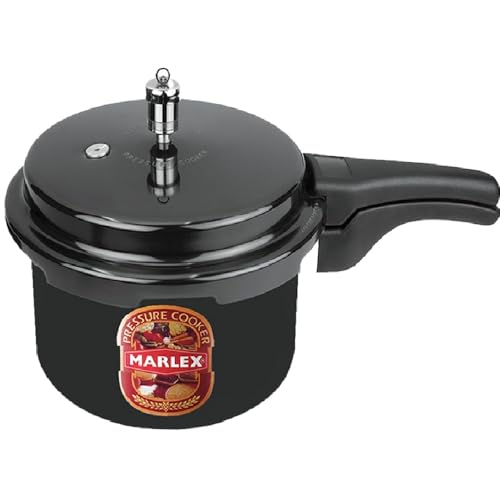 Image of Marlex Maestro Aluminum Hard Anodized Outer Lid Pressure Cooker, Black (3 Liters)