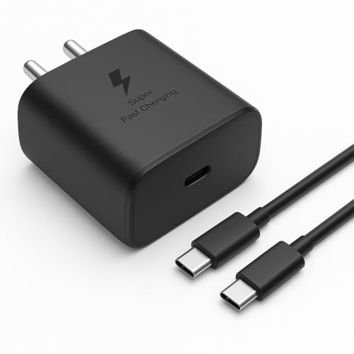 Image of RDG Samsung-Original 45W Super Fast Charger Combo Compatible with Samsung Galaxy S24 /S23 /S22 /S21 /S20 (Ultra /Plus /Fe), Note 20 /20+ /10(All Series),Flip /S /A /F /M Series | Type C PD 3.0 Charger,Black