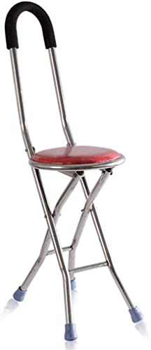 Béquilles de marche réglables pour personnes handicapées avec canne siège pliable rouge