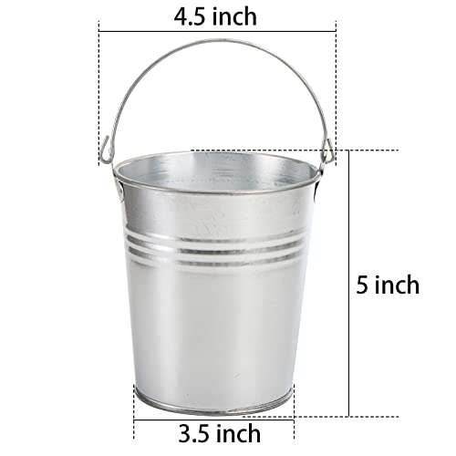 TOPZEA 20 Pack Galvanized Metal Buckets, 4.5" x 5" with Handle - Image 2