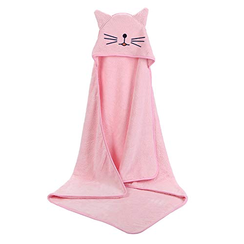 Image of PEKITAS Hooded Baby Towel - Softest Hooded Bath Towel with Animal Ears for Babie,Pink Cat