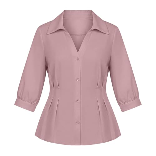 Camiseta de algodón con botones mujer de cuello alto elegante 5