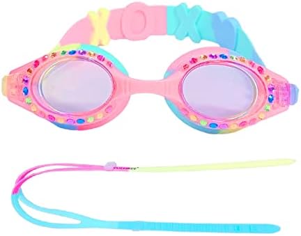 YUENREE Girls Swim Goggles - Bling Swimming Goggles for Girls Ages 4-12 - No Leak, Anti-Fog, UV Protection, Easy to Adjust and Non Slip - with Hard Travel Case- Rainbow