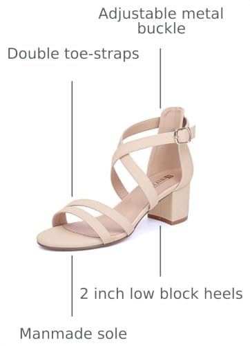 Image of IDIFU Women's Block Low Chunky Heel Strappy Sandals Open Toe Ankle Strap Dress Wedding Evening Shoe for Women Bridal