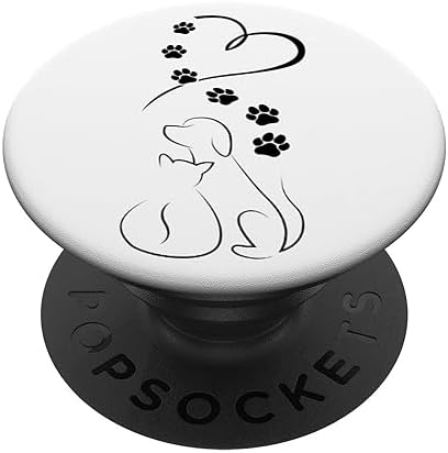 PopSockets Animal Puppy Paw Print Dog Love Black PopSocket Pop - View #6