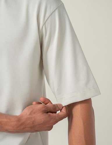 Image of DAMENSCH Statement Solid Oversized T Shirt for Men, Heavyweight, Anti-Pilling, Stylish, Relaxed Fit T Shirt for Men Cotton