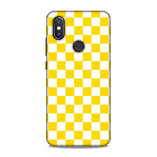 Image of Printed Mobile Back Hard Case Cover for Redmi Note 5 Pro | Check Print, Small Boxes, Yellow & White-2204