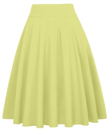 Image of FRAULEIN Women's Flared Pleated Maxi Skirt High Waist A-Line with Pockets and Belt Accessories [Small-Plus Size]