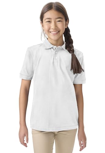 Image of Classroom School Uniforms for Boys and Girls Short Sleeve Pique Polo | Unisex Youth Shirt, Matching Ribbed Collar, Banded Sleeves, Three-button Placket, Comfortable Fit, School Uniform Essential