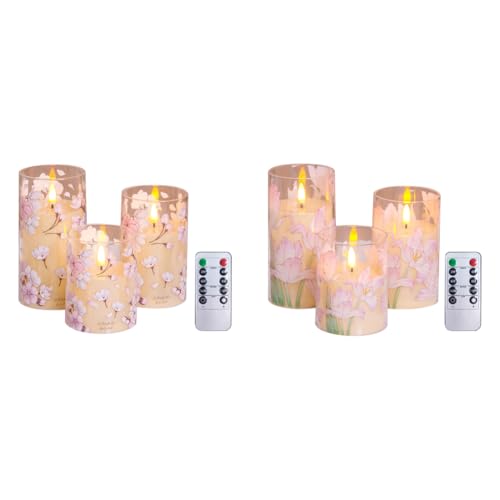 3 velas LED sin llama para decoración (flor de melocotón)