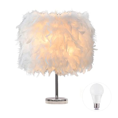 Lámparas de Escritorio, Lámpara de Noche Moderna de Plumas para Sala de Estar, Dormitorio, Bar, Decoración de Hotel, Colorblanco