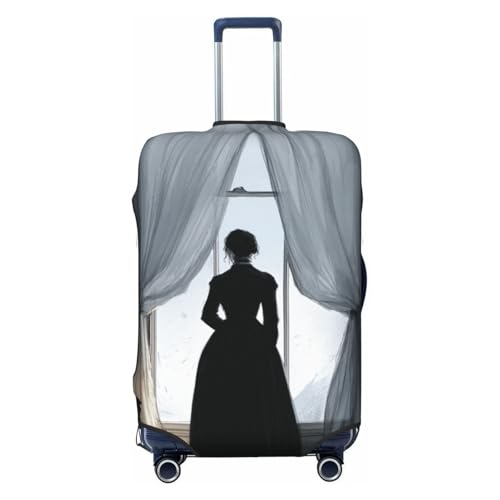 Black Dress Woman Standing By The Window Elastic Travel Luggage Covers Dustproof Scratch-Resistant Suitcase Protector Fit 22-24 Inch