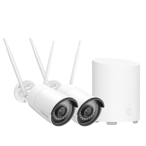 Reolink 5MP WLAN Kamera Set Outdoor mit Home Hub Mini, 2,4/5GHz WLAN IP Kamera Aussen mit Person/Auto/Tiererkennung, IP67 Wetterfest, Nachtsicht, Bewe