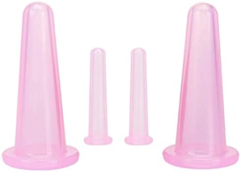 4 Pieces Facial Cupping Therapy Set Anti Cellulite Silicone Vacuum Cupping Cups for Face and Eye Cupping Massage (2 Small + 2 Large)