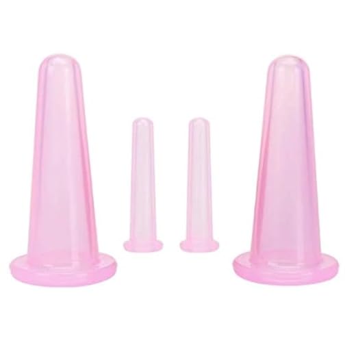 LASSUM 4 Pieces Facial Cupping Therapy Set Anti Cellulite Silicone Vacuum Cupping Cups for Face and Eye Cupping Massage (2 Small + 2 Large)