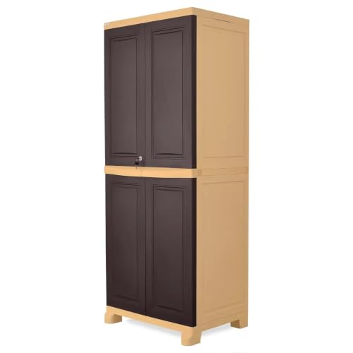 Image of Nilkamal Freedom Big 1 (FB1) Plastic Wardrobe for Storage|3-Year Warranty|Clothes Organizer|Shelves|Cupboard|Almirah for Home, Living Room, Bed Room|Adult & Kids|Weather Brown /Biscuit