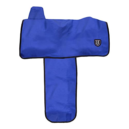 Image of Harrison Howard Long-Lasting 6 Elastic Straps 600 Denier Waterproof Western Saddle Cover-Blue