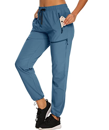 Xtansuo Women's Hiking Fishing Pants Lightweight Trail Camping Water Resistant Elastic Waist Quick Dry Upf 50 Outdoor Uv Running Drawstring Climbing Mountain Joggers With Zipper Pockets Blue Purple S #TOP2