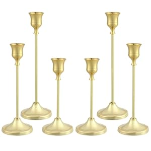 Candlestick Holders 6PCS, Metal Taper Candle Holder, Gold Candle Holders for Pillar Candles, Candle Holder for Halloween Decorations