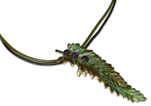 Elaine Coyne Collectible Artwear Olive Patina Brass Double Fern Leaf