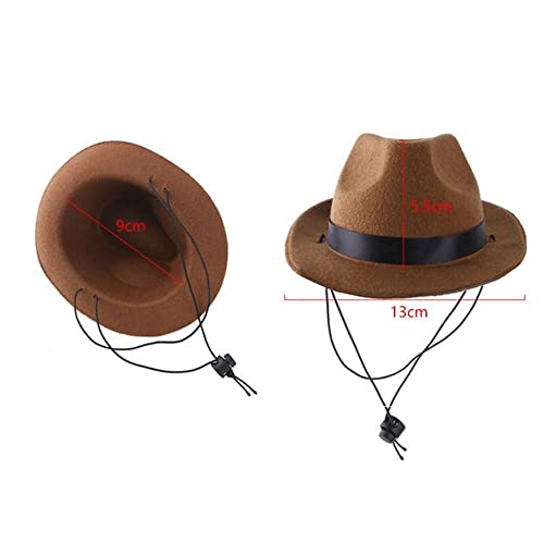 Dog Cowboy Hat, Dog Costume Hat Pet Cosplay Cap With Adjustable Elastic Strap Dress Up Pet Cap For Chrismas Party Photo Props Accessories(Brown) #TOP1