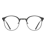 TIJN New Round Metal Non-prescription Glasses Frame with Clear Lens