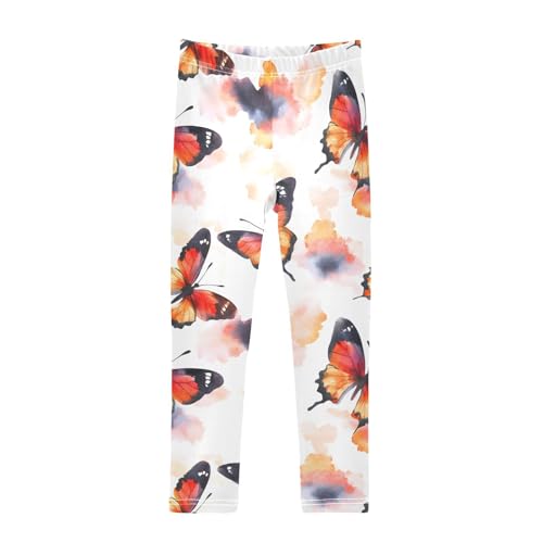 Watercolor Butterfly Tie Dye Girls Leggings Soft Stretch Workout Yoga Dance Pants for Kids Casual Tights