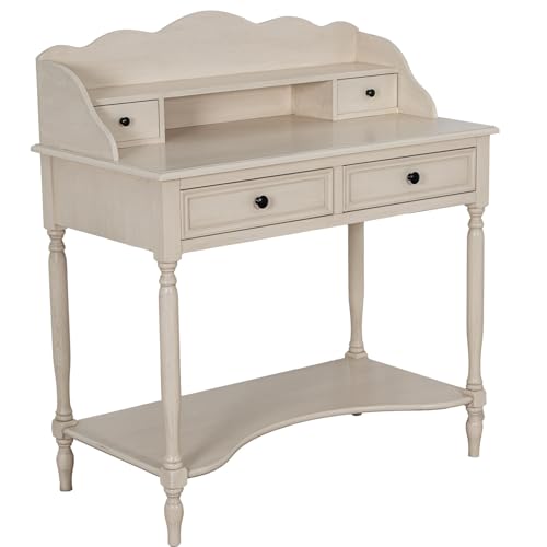 Bureau bois beige DRW 4 tiroirs pour ranger et optimiser l'espace