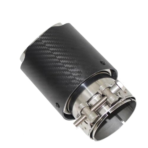 Embout silencieux universel en fibre de carbone mate et acier inoxydable argenté