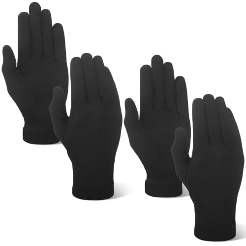 Cozypower 2 Pairs Silk Gloves Liners for Cold Weather Unisex Thermal Soft Comfortable Inner Silk Gloves(M Black)