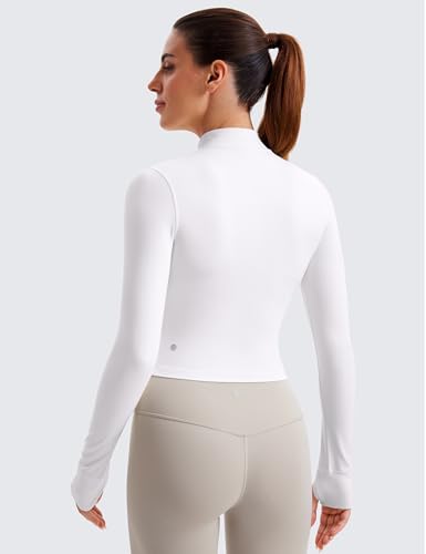 Image of CRZ YOGA Butterluxe Cropped Athletic Jackets | Extremely Soft, Slim Fit, Full Zip, Mockneck, Thumb Holes, for Women