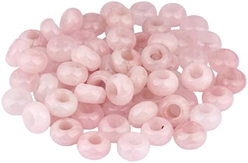 SUNYIK Rose Quartz Large Hole (6mm) Rondelle Loose Charms European Bead fits Bracelet,Jewelry Makings Pack of 20