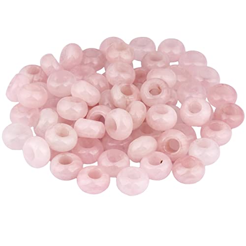 Sunyik Rose Quartz Large Hole (6Mm) Rondelle Loose Charms European Bead Fits Bracelet,Jewelry Makings Pack Of 20 #TOP9