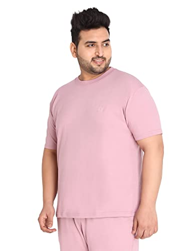 Image of CHKOKKO Men's Plus Size Terry Cotton Loose Fit Half Sleeves T-Shirt