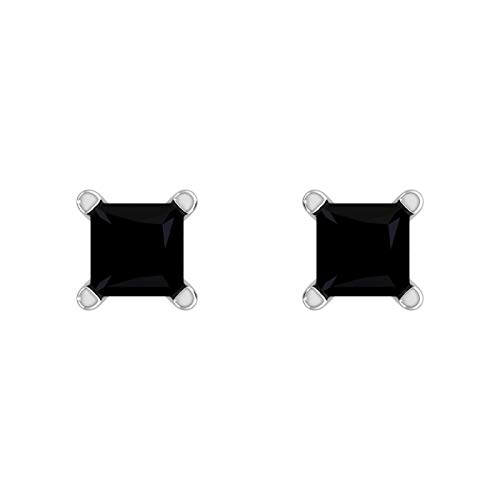 1/4 Carat Princess Cut Black Diamond Stud Earrings in 14K Gold3