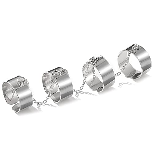 Open Vinger Ring Met Ketting Verstelbare Open Vinger Ring Stapelbare Ringen Gotische Vintage Ring Knuckle Ring Punk Ring Vrouwen En Ring Voor Creatieve Persoonlijkheid Modieuze Punk Vrouwen Mannen - Image 3