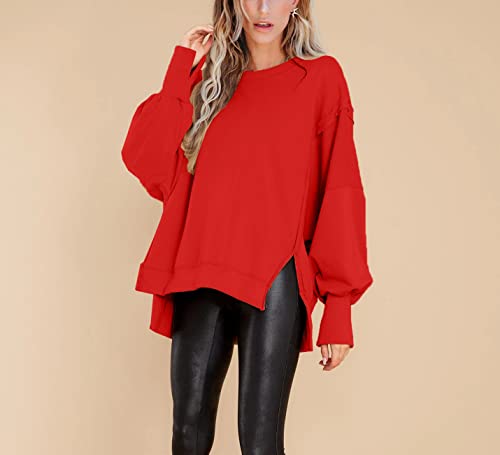 Image of BWQ Womens Oversized Sweatshirt Crewneck Long Sleeve Shirts Pullover Sweatshirts S-2XL