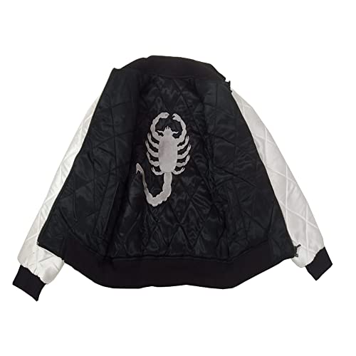Image of Scorpion Jacket - Drive Jacket- Scorpion Style Quilted Jacket -Satin Jacket- Black & White Bomber Jacket Men