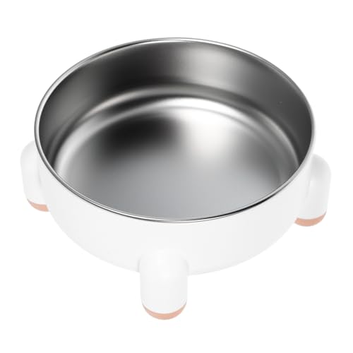 DEARMAMY 犬のボウル 小さなステンレスボウル ペットボウル 大型犬用ドッグボウル 猫のステンレススチールボウル 隆起した犬の水入れ 金属製の犬用ボウル 小型犬ボウル ステンレス鋼 白い