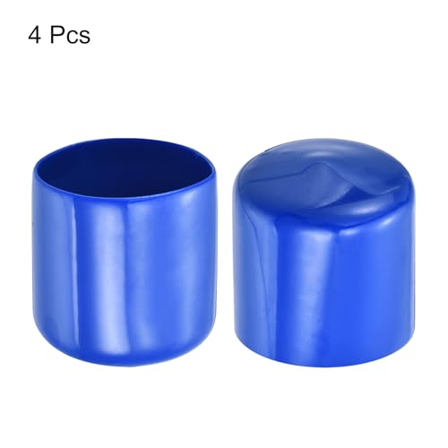 Image of uxcell 4pcs Rubber End Caps 40mm(1 9 /16 inch) ID Vinyl Round Tube Bolt Cap Cover Screw Thread Protectors Blue, 40mm Height