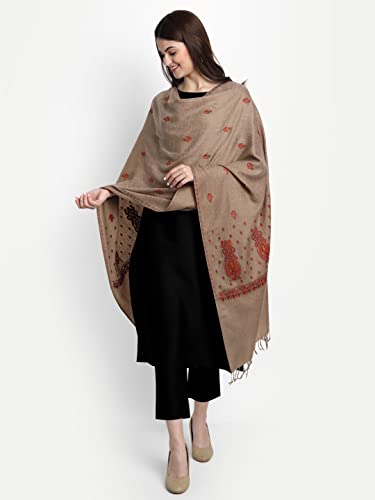 Zamour Kashmiri Embroidery Indian Paper Mache Pashmina Wool Shawl Stole Scarf for Women3