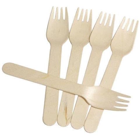 ECONX 100 PCS Disposable Wooden Forks Cutlery Set | 105mm Tableware Biodegradable Birch Ice Cream Dessert Fork for Party, BBQ, Picnic, Birthdays, Wedding, Office (EC-0188) Cover
