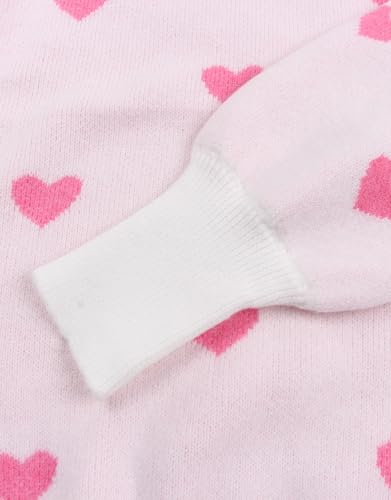 Image of Women's Long Sleeve Mock Neck Sweaters Loose Cute Heart Pullover Sweater