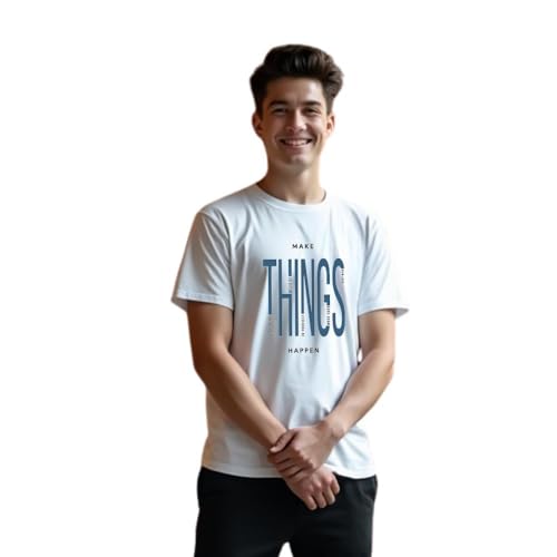 Image of NOBERO Men's Cotton Regular Fit Letter Print T-Shirt