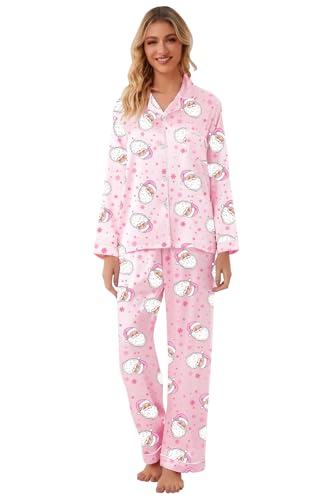 Image of Schbbbta Girls & Women Satin Pajamas Set, 2Piece Silk Nightwear Button-Down Sleepwear for Teen Kids, 3 Years - Women XXL