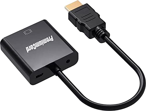 PremiumCord Convertisseur HDMI vers VGA avec Jack stéréo 3,5 mm avec câble Audio HDMI 1.3, HDCP 1.2, Compatible Full HD 1080p, connecteurs plaqués Or...