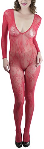 Image of ToBeInStyle Women's Long Sleeve Bodystocking Bodysuit Lingerie Regular & Plus Sizes