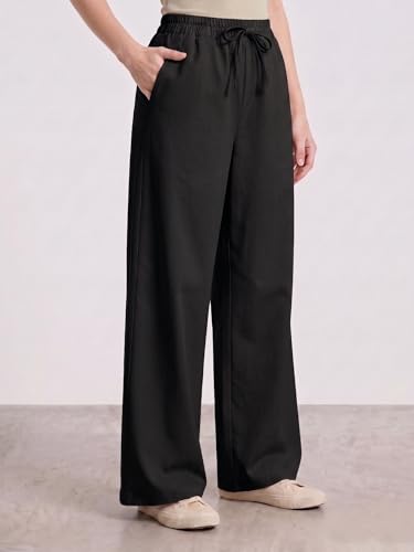 Image of Vogaan Women's High-Waist Korean Trousers with Wide Baggy Fit | Trendy GenZ Streetwear Pants | Trousers | Women Trousers