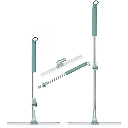 Image of Mitclear Rotating Floor Squeegee with Long Handle (50 Inch), Heavy Duty Bathroom Wiper with 180 Swivel Head, Multifunctional Magic Broom for Floor, Tile & Glass Cleaning (A3)